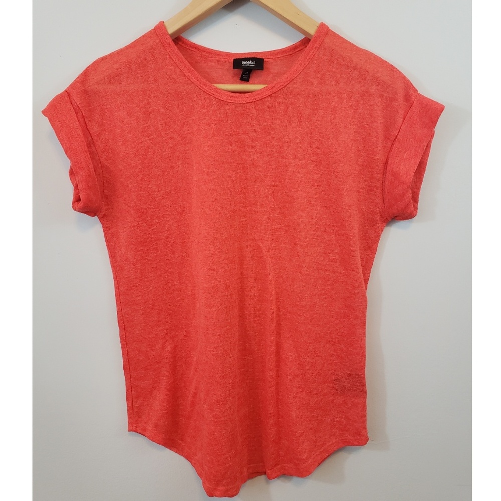 Mossimo Coral Rolled Sleeve Top